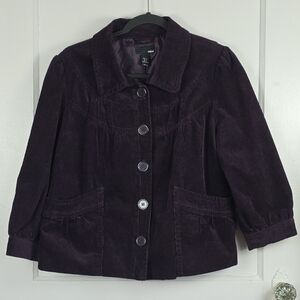 H&M Purple Corduroy Retro Spring/Fall Jacket 12